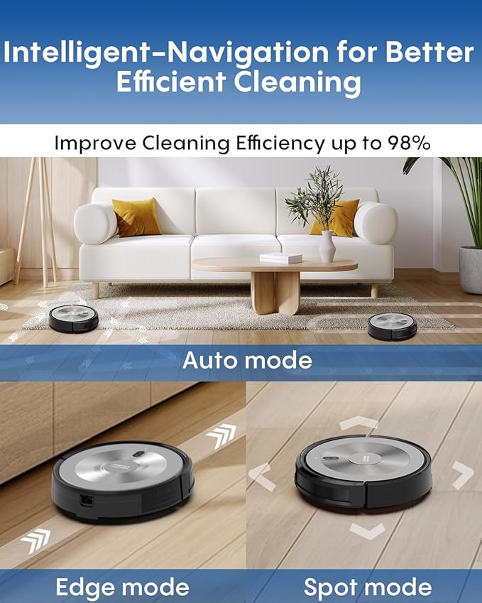 Robot Vacuum and Mop Combo, 5000Pa 3-in-1 Robotic Vacuum Cleaner, Brushless Motor, Tangle-Free Design, Smart App/Alexa Control, Auto Charging & Schedule, ideal for Pet Hair, Hard Floor and Carpet