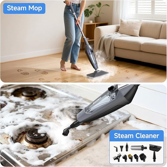 SENMO Steam Mop, 14-in-1 Detachable Steam Cleaner for Home and Floor, 1300W 228°F Deep Cleaning MultiPurpose Steamer with 14 Attachments for Floor, Tile, Grout, Furniture, Carpet, Wall (Black)