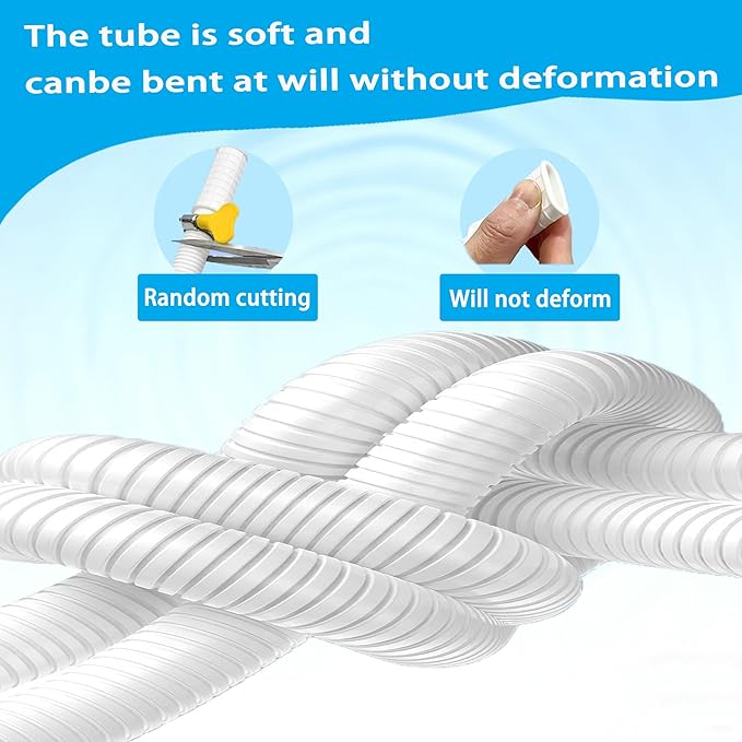 Dehumidifier Hose, Universal Portable AC Drain Hose & Mini Split Drain Hose - 2-Pack 13FT AC Drainage Line Extension Compatible with Arctic King Portable Air Conditioner (Cut-to-Fit with 4 Clamps)