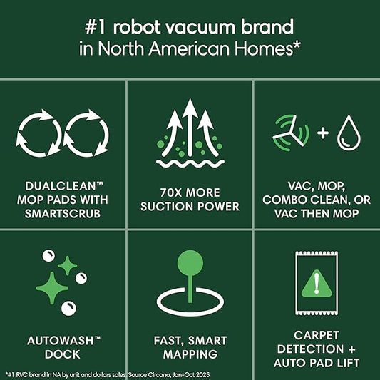 iRobot Roomba Plus 405 (G185) Combo Robot Vacuum & Mop with AutoWash Dock - Spinning Mop Pads, Self-Empties, Pad Washing & Drying, Self-Cleaning, Pad-Lift, LiDAR Navigation