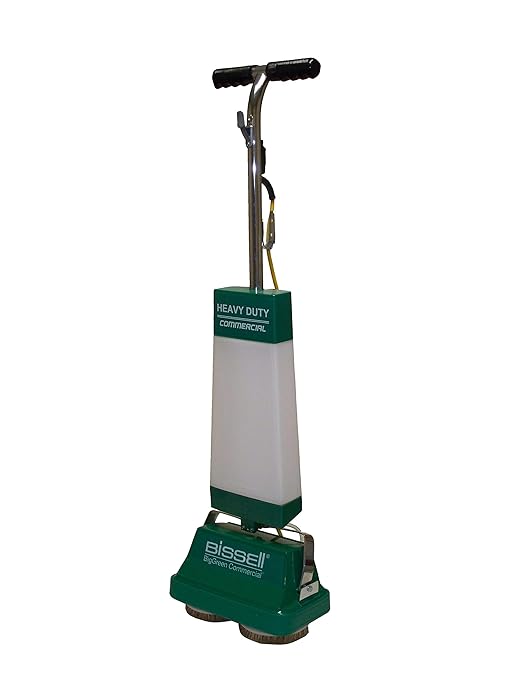 Bissell BigGreen BGFS5000 Portable Two Brush Floor Scrubber & Polisher, Polypropylene, 13"" W x 7"" D x 44"" H, White & Green