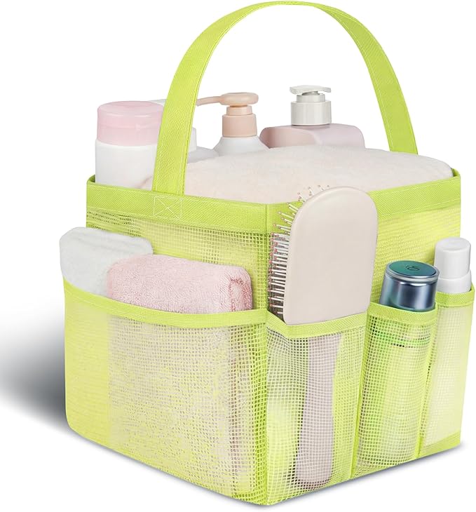 Attmu Mesh Shower Caddy Portable for College Dorm Room Essentials with 8 Pockets, Hanging Shower Caddy Dorm Basket, Quick Dry Shower Bag for Bathroom