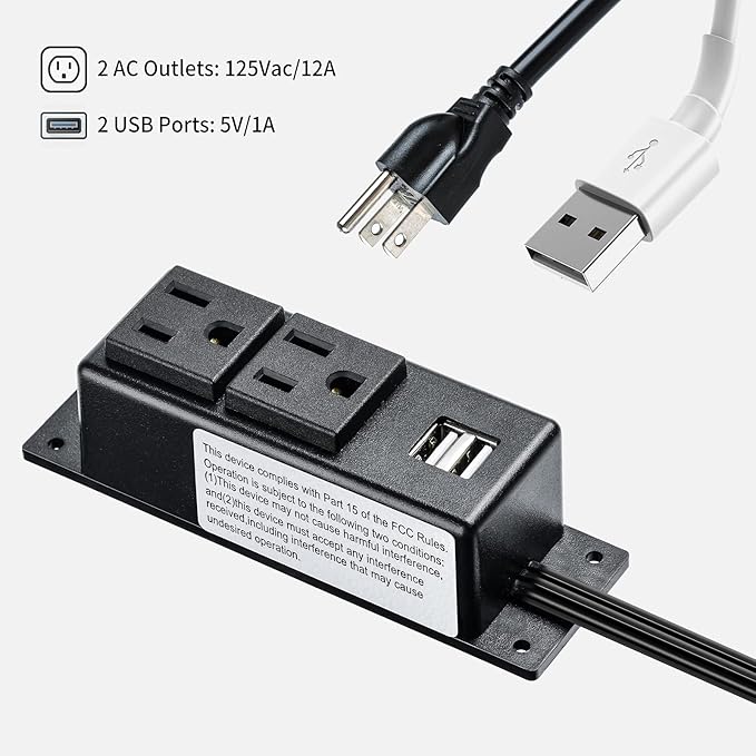 Gun Safe Power Outlet Kit, Briidea Gun Safe Accessory Electrical Outlet with USB for Interior Dehumidifiers and Lights