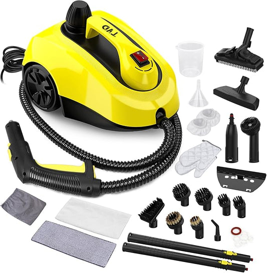 TVD Steam Cleaner, Heavy Duty Canister Steamer with 26 Accessories, Steam Mop with 5M Extra-Long Power Cord for Home Floor Cleaning, Car Detailing, Grout, Upholstery.