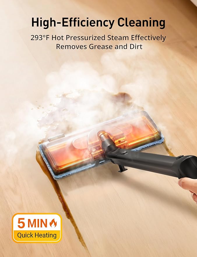 Steam Cleaner, 293°F 58 PSI Powerful Multipurpose Handheld Steam Mop for Home Use, 21 Attachments, 50Oz Capacity, Heavy Duty Steamer for Carpets, Floors, Cars, Tiles, Crack Cleaning, Teal