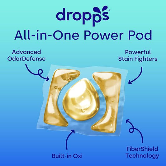 Dropps 4-in-1 Plus Oxi Free & Clear Power Biobased Laundry Detergent Pods, Unscented (63 Pods) - Chlorine-Free Bleach Alternative Biobased Laundry Whitener, Stain & Odor Remover