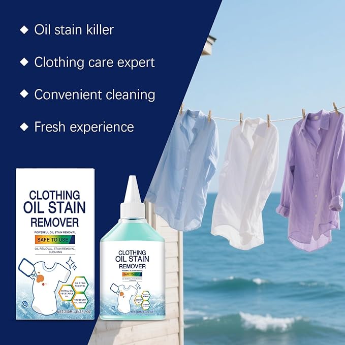 Instant Oil Stain Remover for Clothes, Quick and Easy Grease Removal, Fabric Stain Remover For Cooking, Engine, Dried Oil And Grease Stains, Safe for All Fabric Types