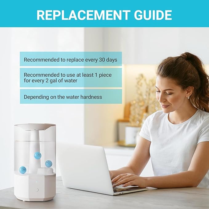 Humidifier Cleaner – Fight Mold and Bacteria with Humidifier Cleaning Ball, Prevents Hard Water Build-Up, Eliminates White Dust, Removes Odor, For All humidifiers, Fish Tank（Upgraded）