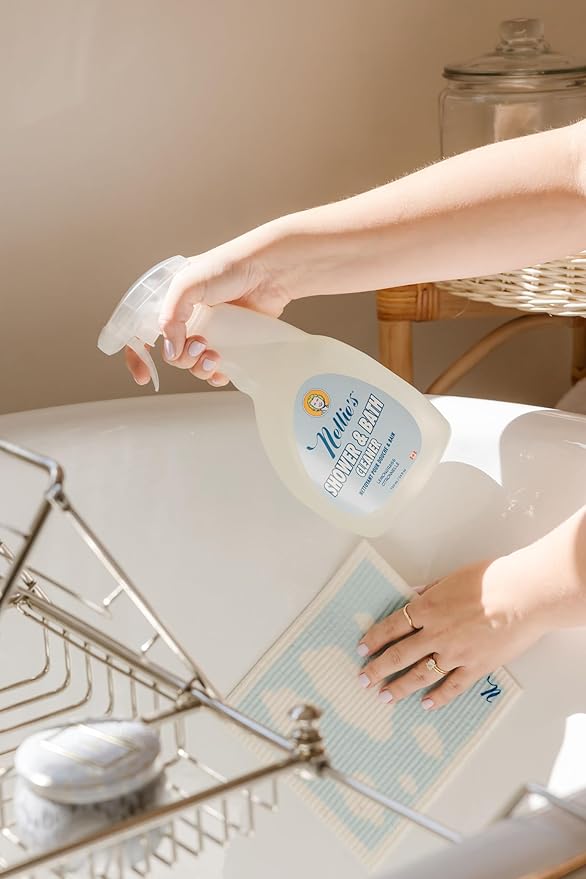 Nellie's All-Natural Shower and Bath Cleaner - Plant-Based Formula - Removes Soap Scum & Grime - Refreshing Lemongrass Scent - No Harsh Chemicals - Easy Daily or Deep Cleaning Solution