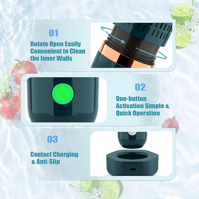 Fruit and Vegetable Washing Machine Fruit Vegetable Cleaner Device Veggie Washer, Portable USB Wireless Produce Washer Fruit Wash with OH-ion Purification Technology for Cleaning Food