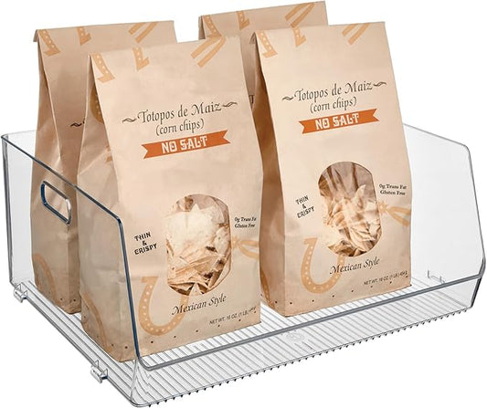 iDesign Stackable Open-Front Storage Bin, Extra Long Organizer for Kitchen or Pantry, Clear