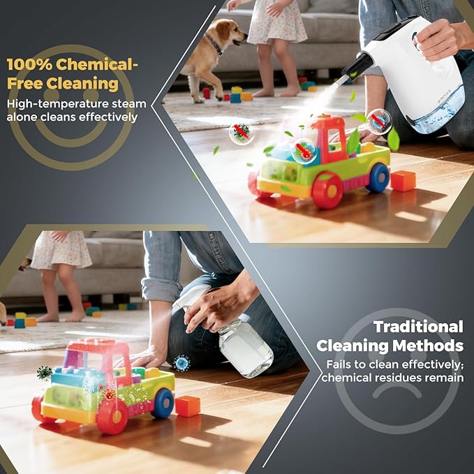 Handheld Steam Cleaner, 15S Rapid Heating, 3 Adjustable Modes, 14 Cleaning Kits, Steam Cleaner for Home, Kitchen, Bathroom, Car