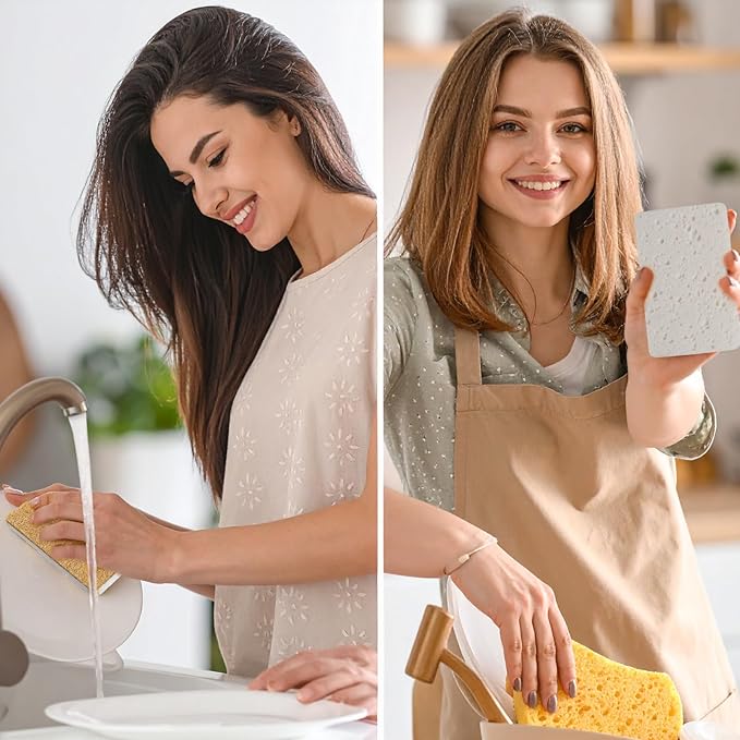 36pcs Natural Kitchen Sponge Eco Friendly Dish Sponges for Kitchen Compostable Coconut Scrubber Sponge Scrubbing Sponges for Dishes Household Cleaning Foam Non Scratch Dishwashing Scrubber