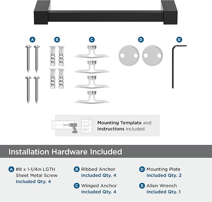 Amerock Monument Matte Black 8 inch (203mm) Towel Bar, BH36085MB
