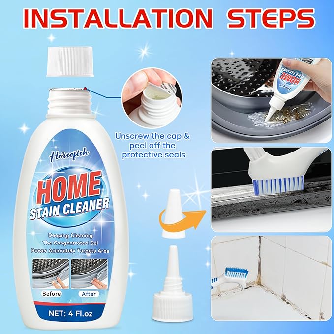 Mold Stain Cleaning Gel, Household Washing Machine Cleaner for Washing Machine Seal, Refrigerator Strips, Grout Cleaner for Tile Sink Bathroom Shower, Front Load Washer Cleaning Solution