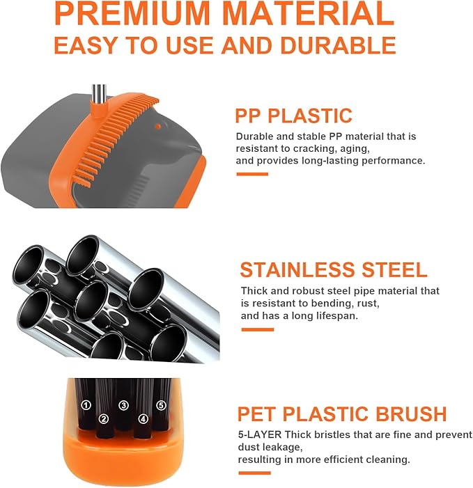 Broom and Dustpan Set, Large Broom with Dustpan Combo Set, 55" Long Handle Heavy Duty Industrial Dust pan Set for Classroom Lobby Home