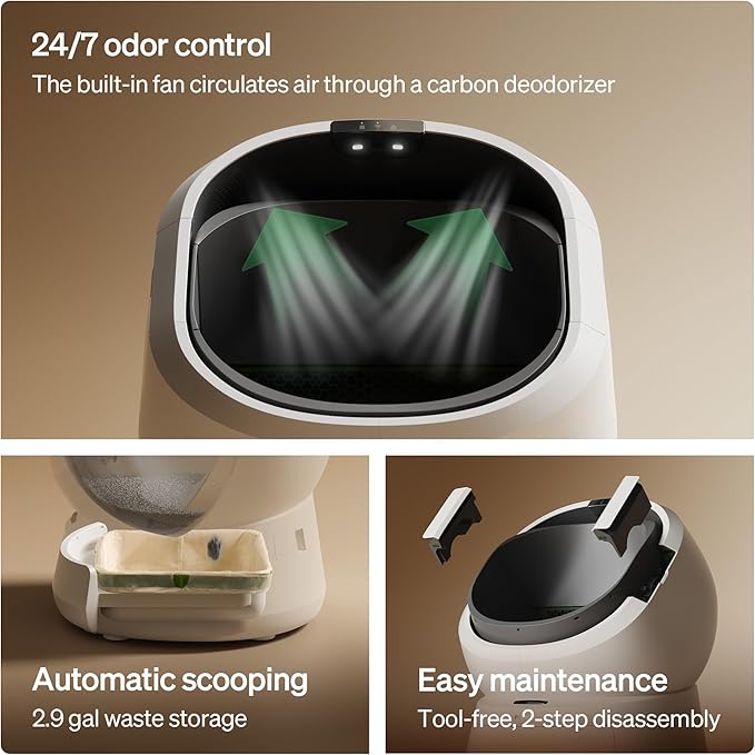 PETLIBRO Luma Automatic Cat Litter Box AI Waste Analysis, Open-Top Self Cleaning Litter Box, in-App Usage Tracking Multi-Cat Recognition, Triple Safety Protection Odor Control LitterBox