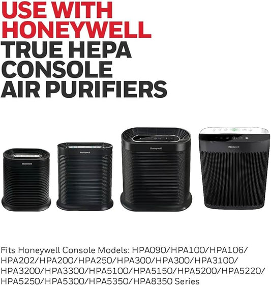 Honeywell HEPA Air Purifier Filter R, 2-Pack for HPA 100/200/300 and 5000 Series - Airborne Allergen Air Filter Targets Wildfire/Smoke, Pollen, Pet Dander, and Dust