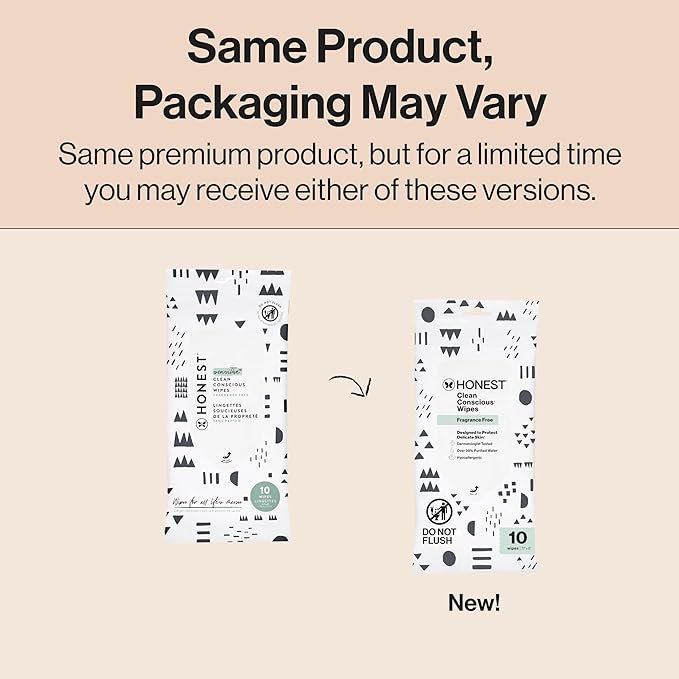 The Honest Company Hypoallergenic Multi-Use Baby Wipes for Sensitive Baby Skin, Pattern Play, 10 Count