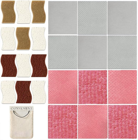 Eco-Smart Kitchen Cleaning 25-Pack Set, 6 Gray & 6 Red Swedish Dishcloths, 6 Light-Brown & 6 Coconut Scrubber Sponges, A Wall-Mount Mesh Storage Bag Reusable, Biodegradable, Paper-Towel Replacement
