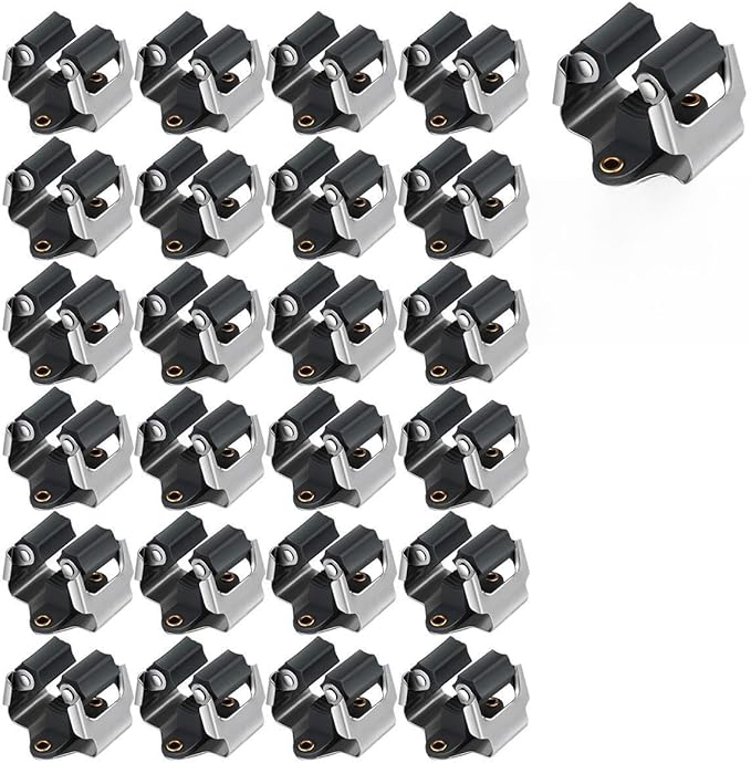 3-H 25 Pack Mop and Broom Holder Big Size Hanging 1 KG Extra,Broom Hanger Wall Mount for Hanging and Organizing Shove Rake Yard Tools in Shed Kitchen Laundry Room Bathroom Garden(Black)