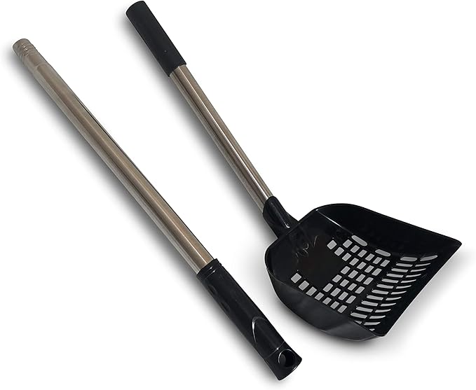 XL - A Long Handled Cat Litter Scoop - Keep Your Kitty Litter Box Clean with This Heavy Duty Metal Handled Pooper Scooper - Extra Large 6.5 x 6.5 Inch Scoop Update to Hold Poop Better