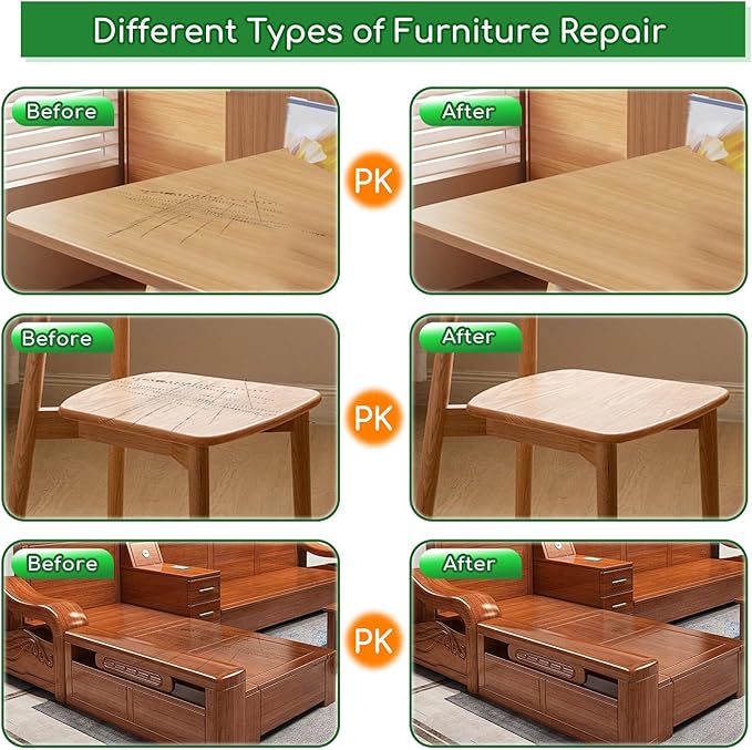 Wood Furniture Repair Kit, 24 Colors Wood Touch up Filler, Repair Scratch, Cracks, Stains, Discoloration for Wood Furniture, Door, Cabinet, Floor, Table Surface Wood - Light Color Series