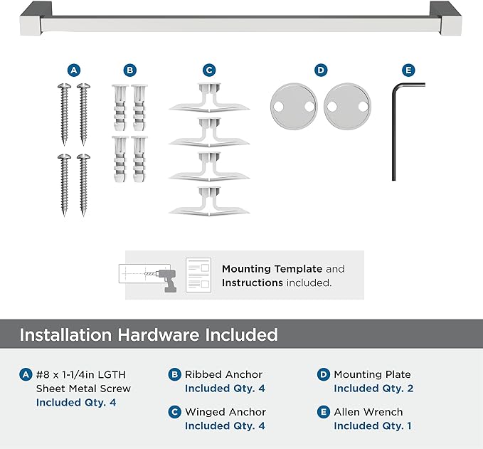 Amerock BH3608326 | Chrome Towel Bar | 18 in (457 mm) Towel Rack | Monument | Bathroom Towel Holder | Bathroom Hardware | Bath Accessories