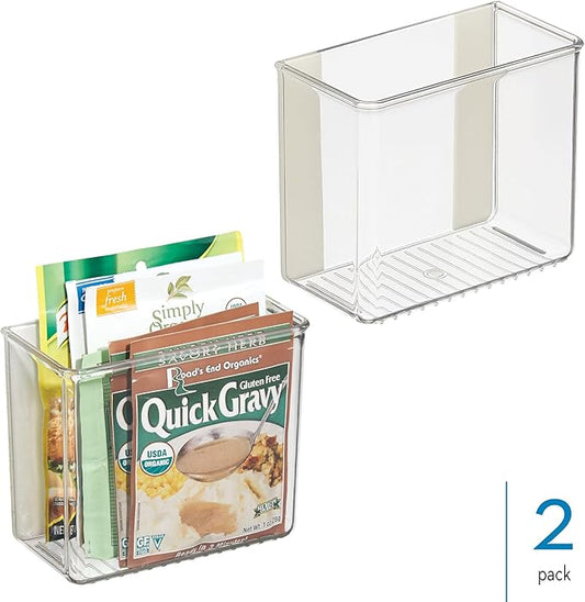 iDesign Adhesive Organizer Bin - Damage-Free Hanging for Kitchen, Bathroom, or Office - Set of 2 - Clear