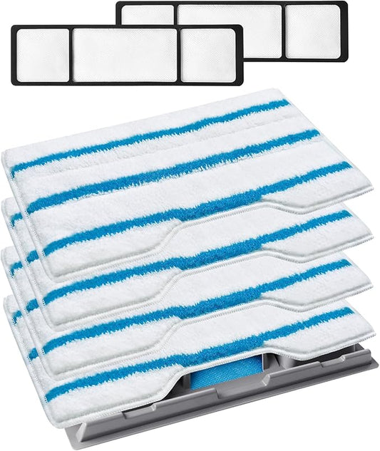 KEEPOW Reusable Replacement Pads Compatible with Shark VACMOP VM252 VM200 VM401 VM180 VM252GN VC205 VM250 VM200P12, Compatible with VACMOP Pads Refills for Hard Floor Cleaning, Blue&White, 4+2+1 Pack