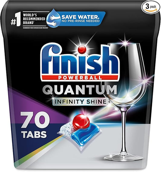 Finish Quantum Infinity Shine - 70 Count - Dishwasher Detergent - Powerball - Our Best Ever Clean and Shine - Dishwashing Tablets - Dish Tabs (Pack of 3)
