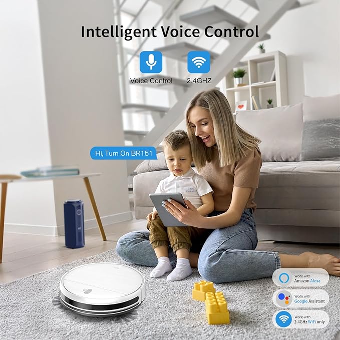 MAMNV Robot Vacuum and Mop,2 in 1 for Carpet & Hard Floor,Robotic Vacuum Cleaner with Alexa/Voice/App,Powerful & Quiet for Pet Hair,Slim 2.87",Self-Charging & Zigzag Path Cleaning