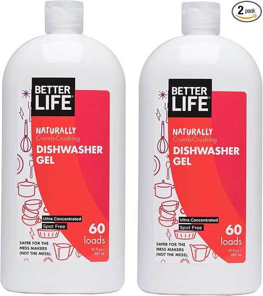 Better Life Dishwasher Detergent Gel - Automatic Dishwasher Cleaner - Concentrated Liquid Gel Dish Detergent Soap - 30oz (Pack of 2) Unscented