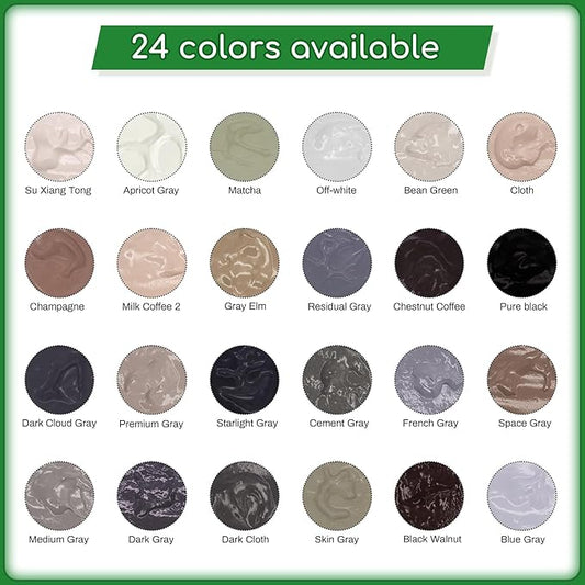 Wood Furniture Repair Kit, 24 Colors Wood Touch up Filler, Repair Scratch, Cracks, Stains, Discoloration for Wood Furniture, Door, Cabinet, Floor, Table Surface Wood - Gray Series