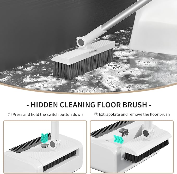 Upgrade 3-in-1 Standing Broom and Dustpan Cleaning Set, Long Handle Soft Bristle, Upright Design Cleaning Set for Home, Office, Indoor&Outdoor Sweeping