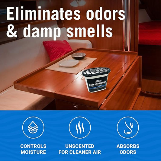 Moisture Absorber 4 Pack with Activated Charcoal Dehumidifier Bucket, Unscented Odor Absorber for Closet Basement Bathroom Boat RV, Disposable - Better Boat