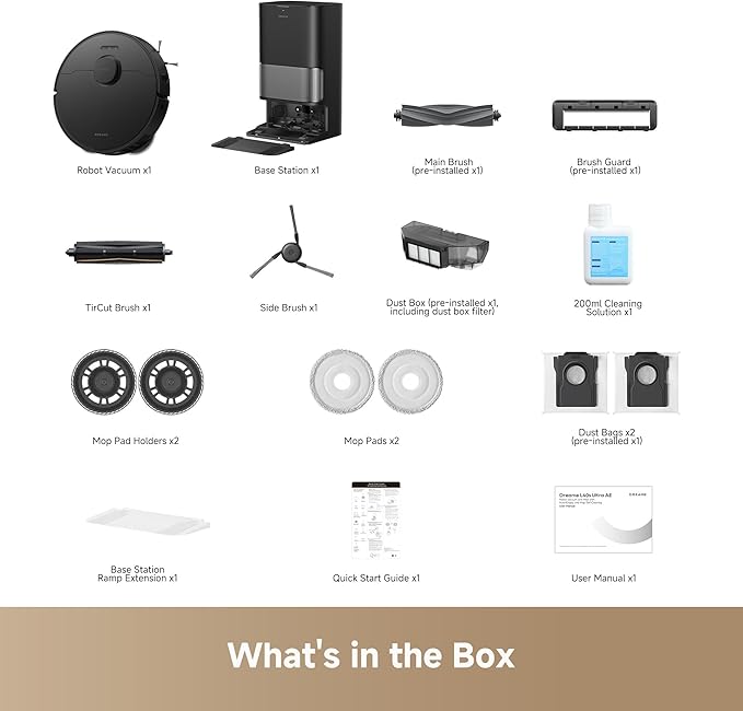 DREAME L40s Ultra AE Robot Vacuum and Mop Combo, 19,000Pa Suction, Self Emptying Dust Box, Flexible Mop & 167℉ Self Cleaning Washboard, Diverse Brush Selection, All-in-One Station, Auto Refill