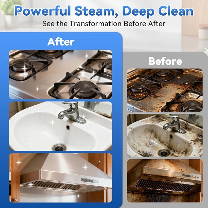 Handheld Steam Cleaner,2500W High-Pressure Steamer for Cleaning, 15s Fast Heat-Up&1.4L Large Tank,3-Level Adjustable Handle with 14 Accessories,Portable Steam Cleaner for Home,Car,Furniture,Bathroom