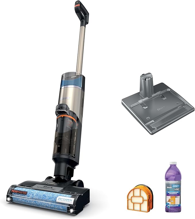 Shark HydroVac MessMaster Wet Dry Vacuum Cleaner, Cordless, 3-in-1 Vacuum Mop All in One & Self-Cleaning System, Lightweight, Powerful Suction, for Hard Floors & Area Rugs, Stone, WD261,Rose Gold