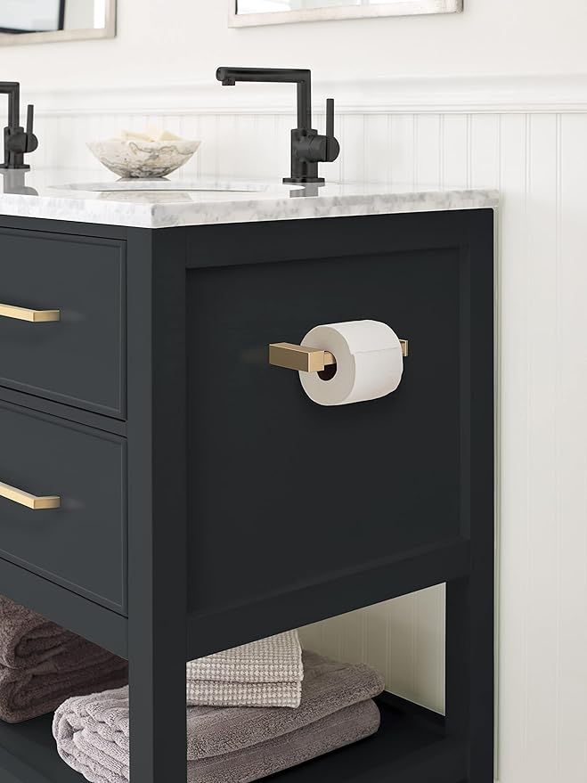 Amerock BH36081CZ | Champagne Bronze Single Post Toilet Paper Holder | 5-7/8 in. (149 mm) Length Toilet Tissue Holder | Monument | Bath Tissue Holder | Bathroom Hardware | Bath Accessories