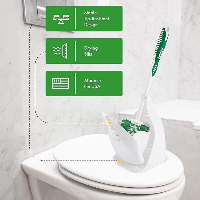 Libman Designer Bowl Brush and Caddy - 2 Pack - Toilet Brush and Holder Set, Non-Scratch, Bathroom Brush, Hygenic Caddy with Drying Slits