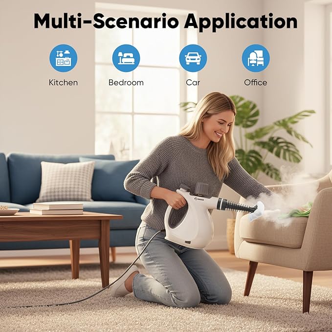 Saker Handheld Steam Cleaner New,Portable Steam Cleaner for Home,1050W Steam Cleaner,4 Fiber Cloths for Quick Heating & Deep Cleaning of Floors, Cars, and Kitchen