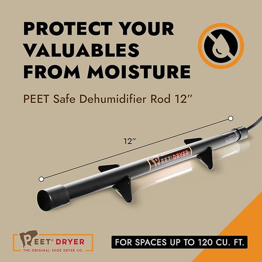 PEET, Safe Dehumidifier Rod, for Up to 100 Cubic Feet of Enclosed Space, Ideal for Gun Safes, Cabinets, Closets, 12”