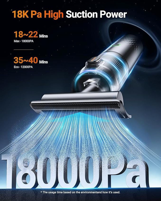 SEALIGHT Car Vacuum Portable Cordless, Handheld Cordless with High Power, Type-C Charging, 2 Suction Modes, Up to 40 Mins Runtime, Small Mini Vacuum for Car, Pet, Home (VS01)