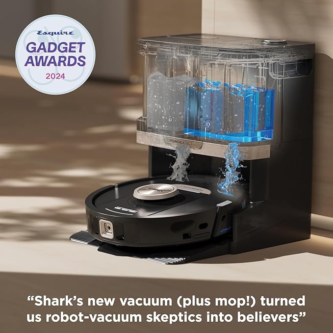 Shark Robot Vacuum & Mop Combo, PowerDetect NeverTouch Pro, Self-Emptying, Self-Refill with Self-Clean Pad Wash & Dry, 60-Day Capacity, 30-Day Refill Tank, RV2820ZE (Renewed)
