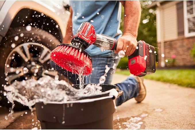 CRAFTSMAN V20 Cordless 2-in-1 Power Scrubber Kit, Multi-Purpose, Includes Bristle Brush, 2Ah Battery, V20 Battery Charger, and 60.5 in. Telescoping Pole (CMCPS520D1)