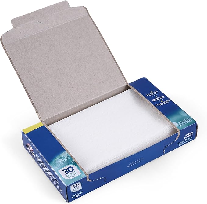 Clorox Fraganzia Fabric Softener Dryer Sheets, Ocean Scent - Wrinkle Reducing Scented Softening Laundry Dryer Sheets for Great Smelling Clothes, 30 Count