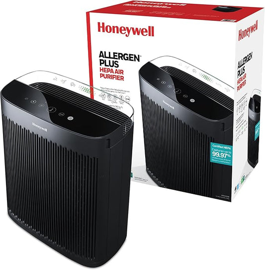 Honeywell HEPA Air Purifier for Home, 1733 Ft² Rooms in 1 hour, Air Quality Indicator, Auto Mode, Reduces Allergens, Dust, Pollen, Smoke, Pet Dander, Odors, Black, HPA5200