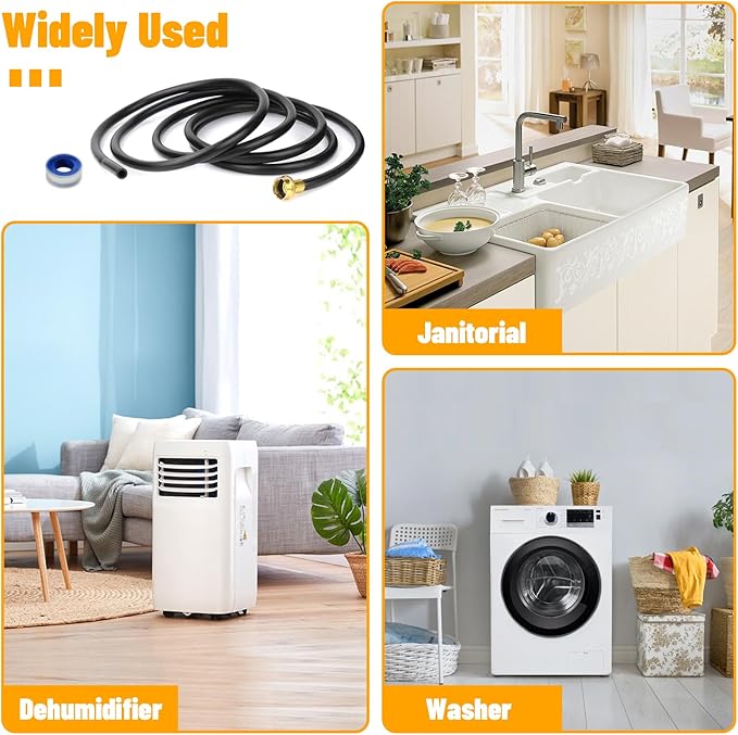 12FT Dehumidifier Drain Hose with 3/4 Inch FHT Connector, 18FFDHMH01 Dehumidifier Hose Compatible with Most Dehumidifier Brands, Corrosion-Resistant Brass Fittings for a Secure, Leak-Proof Connection