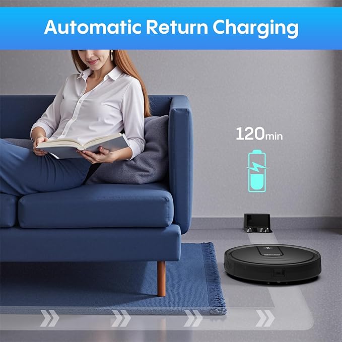 Bagotte Robot Vacuum and Mop Combo, Robotic Vacuum with 5000Pa, Schedule, 4 in 1 Robotic Vacuum Cleaner, Quiet Slim,Self-Charging,Wi-Fi/Voice/App,Perfect for Pet/Hard Floors,/Carpet